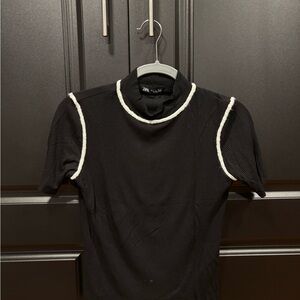 Zara Black Top with White Trim